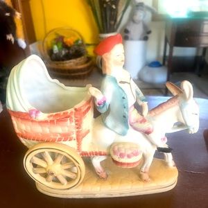 Vintage Lipper and Mann man and donkey cart